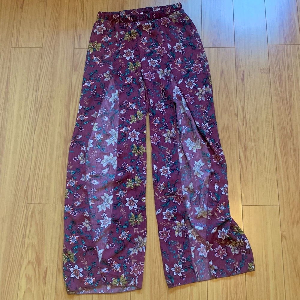 Flowy open front pants
